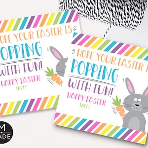 Paaspopping-tags Ik hoop dat je Pasen knalt met leuke cadeaukaartjes Kauwgomballon Frisdrank Fidget Toy Pop Snoep Lolly Paascadeaumand 2 maten