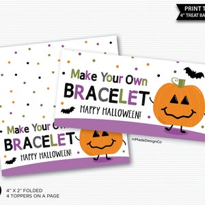 Make Your Own Bracelet Bag Labels Non-Candy Halloween Gift DIY Bracelet Kit Halloween Gift For Kids Halloween Bag Topper Halloween Craft Kit