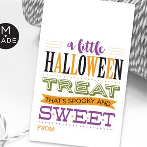 Tags Halloween-traktatie Een beetje Halloween-traktatie is griezelig en zoet Tags voor koekjes Halloween-cadeaukaartjes Afdrukbaar en personaliseerbaar