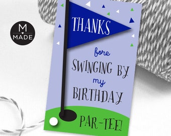 Golf Birthday Party Favor Tags Golf Birthday Tags Printable Thanks For Swinging By My Par-Tee Tags