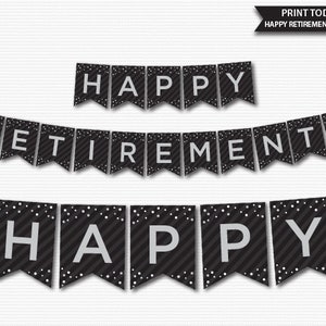Happy Retirement Banner, Printable Banner, DIY Banner, Retirement Party, Retirement Decor, Wall Decoration, Print Today, Instant Download