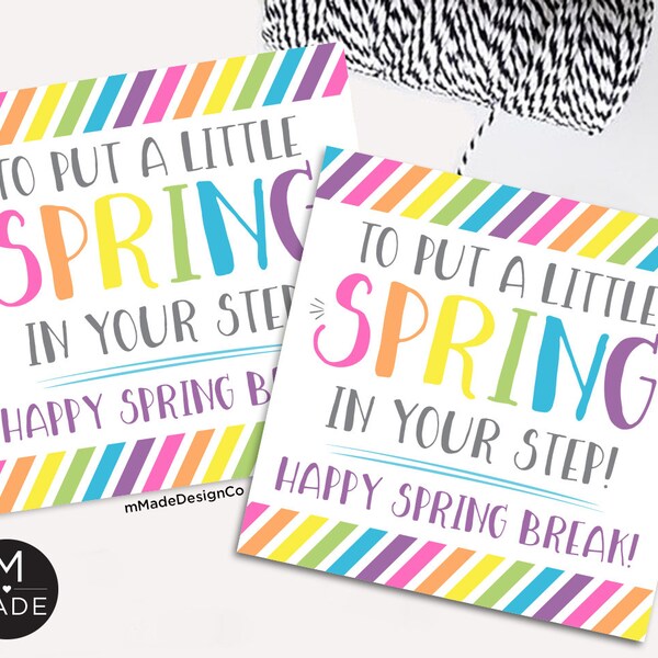 Spring Break Socks Gift Tags, To Put A Little Spring In Your Step, Spring Break Gift Tags, Printable, Instant Download, School, Classroom