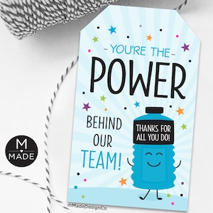 Sportgetränkeanhänger Sie sind die Macht hinter unserem Team Team Danke Mitarbeiter Wertschätzung Geschenk Energie Trinketikett Team Motivation Firmengeschenke
