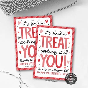 Such A Treat Working With You Valentine's Day Tags Personalizable Template Coworker Employee Appreciation Staff Team Gift Labels