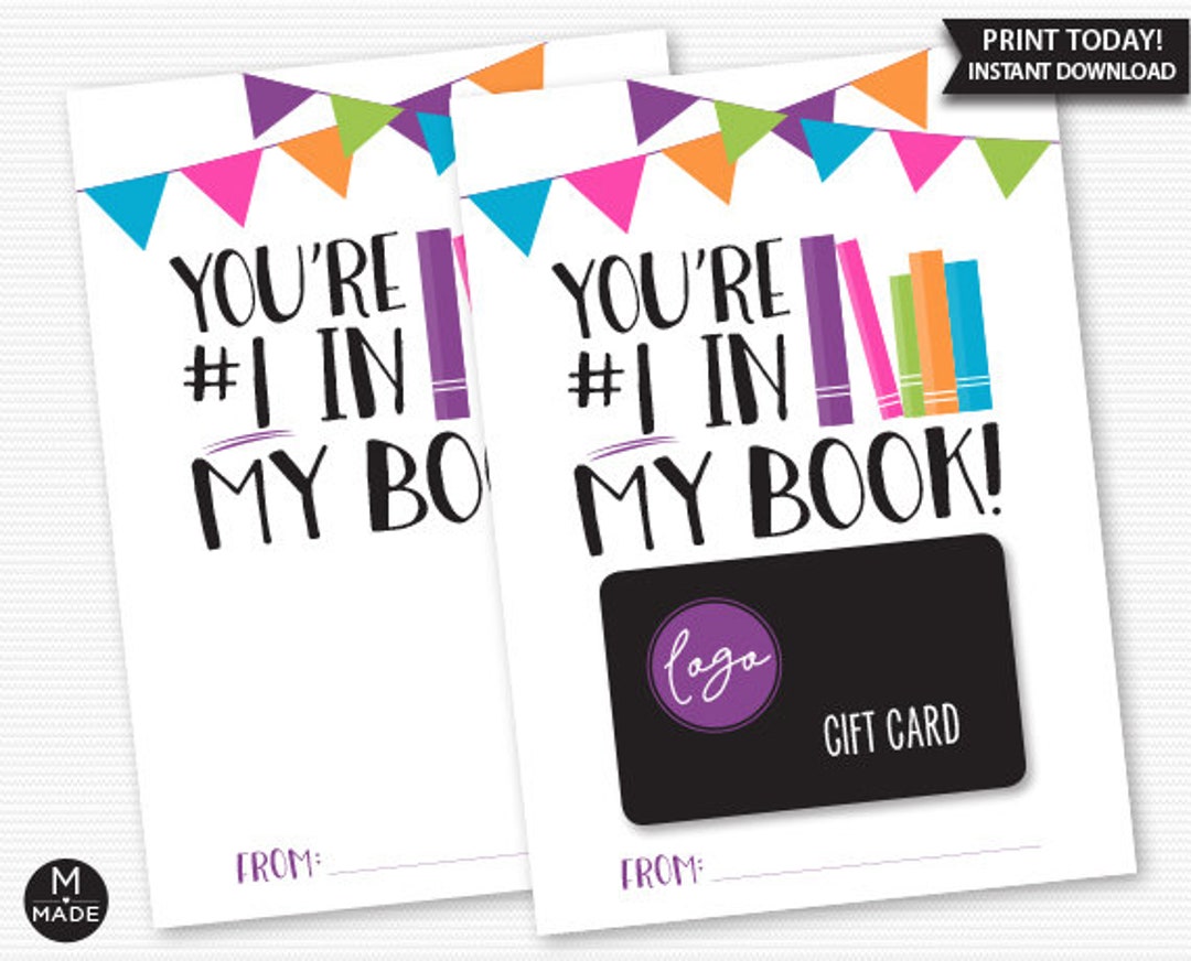 You're Number 1 in My Book, Book Gift Card Holder, Teacher, Nurse