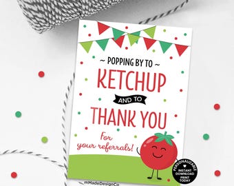 Cadeaukaartjes voor tomatenverwijzingsmarketing Onroerend goed Verzekeringen Hypotheek Zakelijk Marketing Personaliseerbaar Popping-by naar ketchupverwijzingen