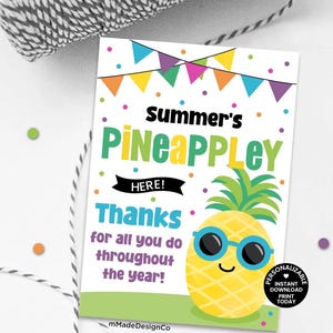Pineapple Appreciation Tag Employee Appreciation Staff Thank You Gift Summer Team Appreciation Personalizable Teacher Coworker Pineapple Tag