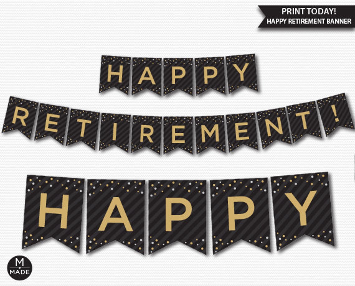 printable happy retirement banner printable banner diy etsy