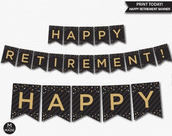 Striscione con scritta in lingua inglese Happy pensionamento, decorazione per feste in pensione, ideale per donne e uomini in pensione