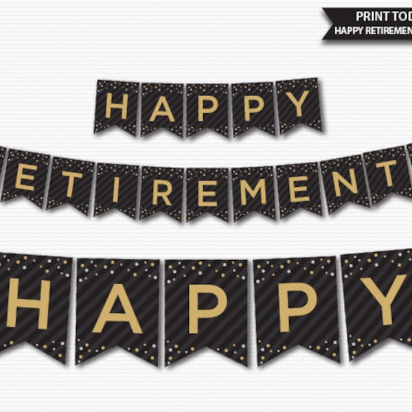 Printable Happy Retirement Banner, Printable Banner, DIY Banner, Retirement Party, Retirement Decor, Wall Decoration, Print Yourself Banner