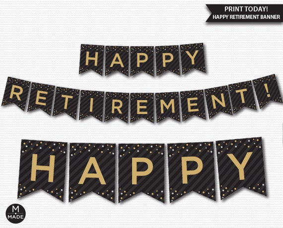 printable happy retirement banner printable banner diy etsy