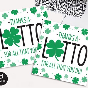 Grazie mille per tutto quello che fai Tag del giorno di San Patrizio Tag della lotteria di San Patrizio Apprezzamento dei dipendenti Insegnante Grazie Riconoscimento del personale
