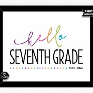 Hallo 7e leerjaar bord 7e leerjaar start foto prop groep 7 klas welkomstbord prikbord terug naar school groep zeven 10 x 8"