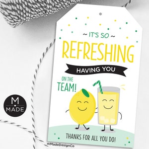 Het is zo verfrissend om jou in het team te hebben Waarderingstags voor medewerkers Limonade bedanktag Sour Candy Gummies Zomer Teamwaarderingstags