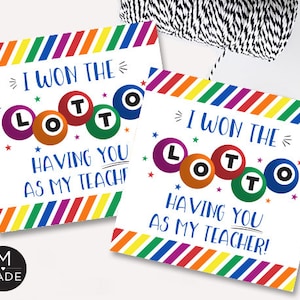Ich habe im Lotto gewonnen Geschenkanhänger Amulette Geschenkanhänger Geschenkanhänger Lehrer Dankeschön Schuljahrende Geschenk PTA PTO 2x2