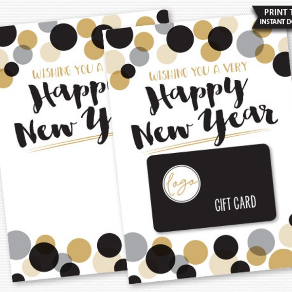 New Year's Gift Card Holder, New Year Gift Card Holder, Polka Dots, Happy New Year Card, Nurse, Coworker, Office, Teacher, Neighbor, Staff