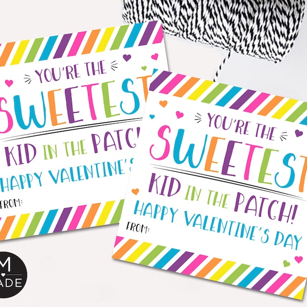 Sweetest Kid In The Patch Valentine's Day Tags, Classroom Valentines, Kids Valentine's Day Tags, Sour Candy Valentines, Digital Download