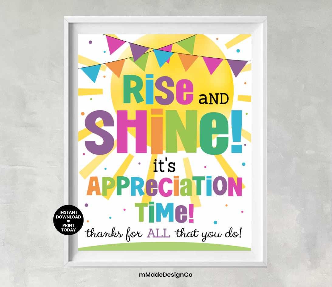 Rise and Shine It's Appreciation Time Sign Employee Appreciation ...