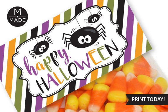 Halloween Treat Bag Toppers Printable Halloween Bag Labels Spider Bag Toppers Kids Halloween Goody Bags
