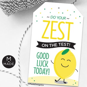 Do Your Zest On The Test, Testing Day Tags, Lemon Fruit Snack, Lemonade, Sour Candy, Gummies, Student, PTA, PTO,School Test Taking Good Luck