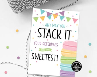 Macaron Referral Marketing Gift Tags Real Estate Insurance Mortgage Cookie Business Marketing Personalizable Your Referrals Are The Sweetest
