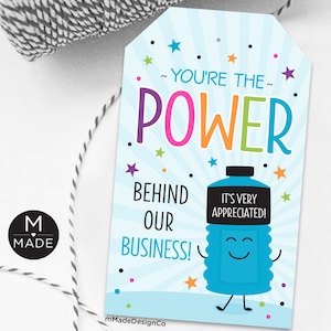 Sports Drink Appreciation Gift Tags You&#39;re The Power Behind Our Business Staff Thank You Tags Energy Drink Staff Office Supplier Customer