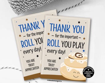 Cinnamon Roll Appreciation Gift Tag Personalizable Template HR Employee Appreciation Staff Thank You For The Role You Play Team Appreciation