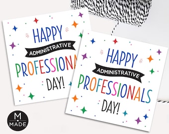 Happy Administrative Professionals Day Tags Employee Appreciation Thank You Gifts Office Admin Workplace Assistant Coworker Cookie Tags 2x2