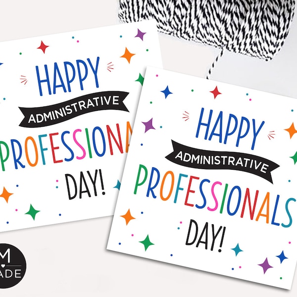Happy Administrative Professionals Day Tags,Thank You Gift, Employee Appreciation Tags, Office, Workplace, Assistant,Coworker, Cookie Tags