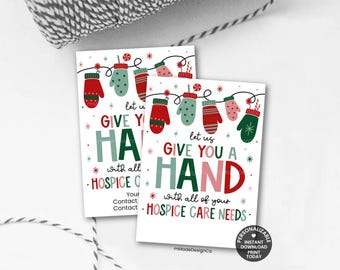 Christmas Hospice Marketing Tags Personalizable Template Holiday Home Health Let Us Give You A Hand With Hospice Care Needs Tags