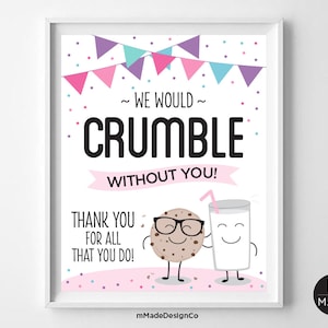 Crolleremmo senza di te Cartello di apprezzamento per i dipendenti Cartello di biscotti Festa in ufficio Vicino Infermiere Volontario Insegnante Grazie Poster 8x10
