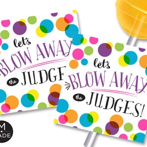 Let's Blow Away The Judges Tags Lollipops Gum Team Motivation Good Luck Gifts Cheer Dance Cheerleading Sports Good Luck Tags Personalizable
