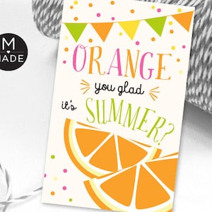 Naranja, me alegro de que sea verano Etiquetas Feliz verano Aula Escuela Agradecimiento a los maestros Fiesta de verano Naranjas Naranja Regalos de fin de año escolar