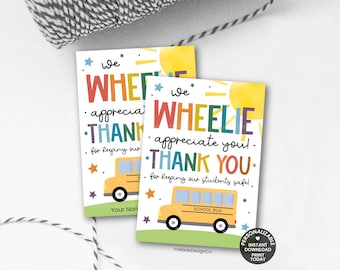 Etichette di apprezzamento per gli autisti di autobus. Ti ringraziamo per il regalo di ringraziamento per lo scuolabus, disegnate a mano e stampabili.