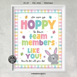 Team Sign Spring Spring Team Appreciation Sign Personalizable so Hoppy Easter Thank You ...