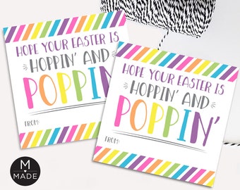 Hope Your Easter Is Hoppin' And Poppin' Tags, Fidget, Balloon, Popcorn, Gum, Soda, Kids Easter Poppin' Gift Tag, Non Candy, Instant Download