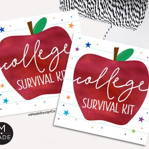 College Survival Kit Tag Back To School College Student School Supplies Chocolate Candy New School Year Care Package Personalizable Gift Tag