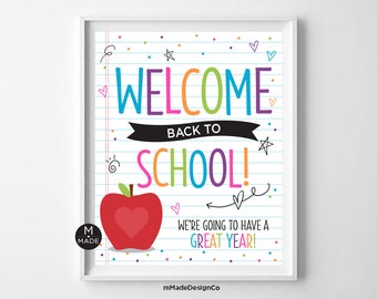 Panneau « Bienvenue à l'école » Nous allons passer une bonne année en classe Panneau « Bienvenue à l'école » Tableau d'affichage Décoration pour salle de classe Suspension murale 8 x 10