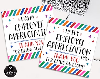 Happy Employee Appreciation Day Tags Staff Recognition Workplace Coworker Team Appreciation Employee Appreciation Gift Tags