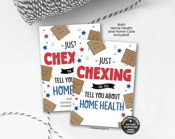 Home Health Tags Personalizable Template Chexing In To Tell You About Home Care Marketing Labels Hand Drawn Printable