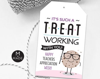 It's Such A Treat Working With You, Teacher Appreciation Week Treat Tags, Teacher Tags, Coworker Cookies Gift Tags, PTA, PTO, Teacher Gift