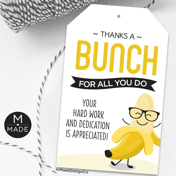 Thanks A Bunch For All You Do Appreciation Tags, Office Thank You Tag, Staff, Employee Appreciation, Team Recognition, Banana Candy, Gummies