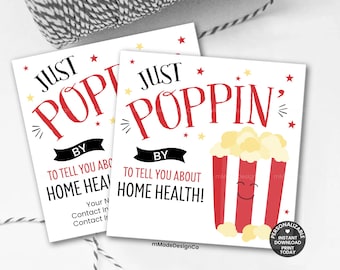 Poppin By To Tell You About Home Health Gift Tags Personalizable Popcorn Home Health Care Referral Marketing