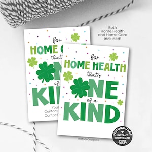 Home Health That's One Of A Kind St Patrick's Day Home Health Marketing Tags Personalizable Template March Home Care Marketing Promo