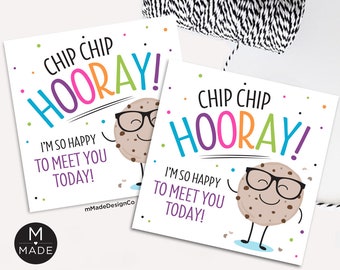 Chip Chip Hooray I&#39;m So Happy To Meet You Today Gift For Back To School Cookie Tags Meet The Teacher Transition Day First Day Of School
