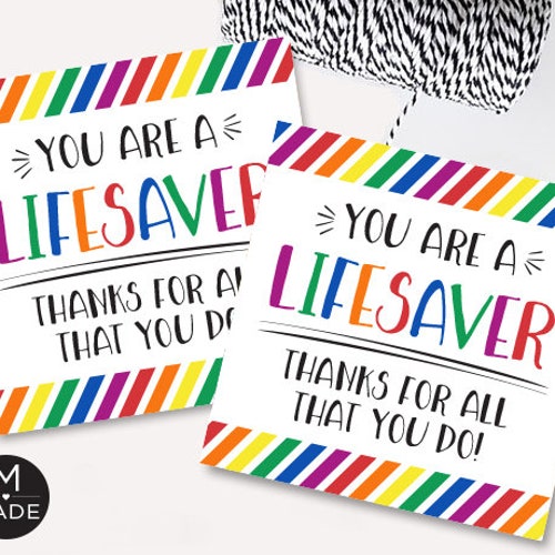Printable You're A Lifesaver Tags Lifesaver Favor Tags | Etsy