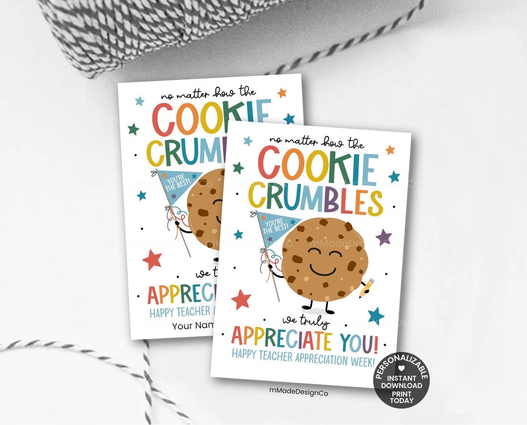 Cookie Teacher Appreciation Week Thank You Gift Tags Personalizable ...