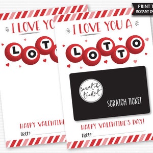 I Love You A Lotto Scratch Ticket Holder, stampabile, buono regalo della lotteria, buono regalo di San Valentino, San Valentino della lotteria, mamma, papà, nonni