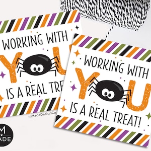 Working With You Is A Real Treat Halloween Gift Tags Team Appreciation Coworker Halloween Cookie Tags Employee Appreciation Staff Thank You