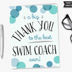 Thank You To The Best Swim Coach Ever Greeting Card Thank You Gift Card Swimming Coach Swimming Teacher End Of Season Gift Personalizable